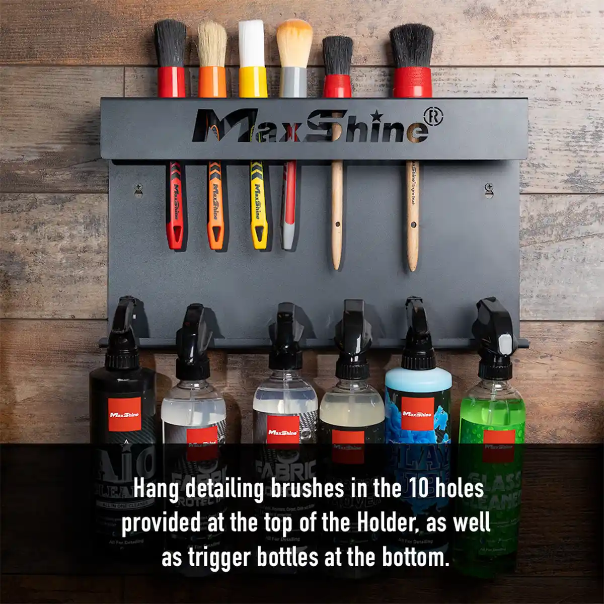 Brush and Trigger Bottle Holder and Wall-Mounted Organizer for Detailing Tools